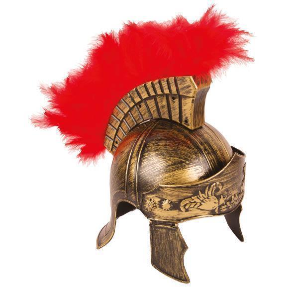 Romeinse helm goud met rode pluimen - 